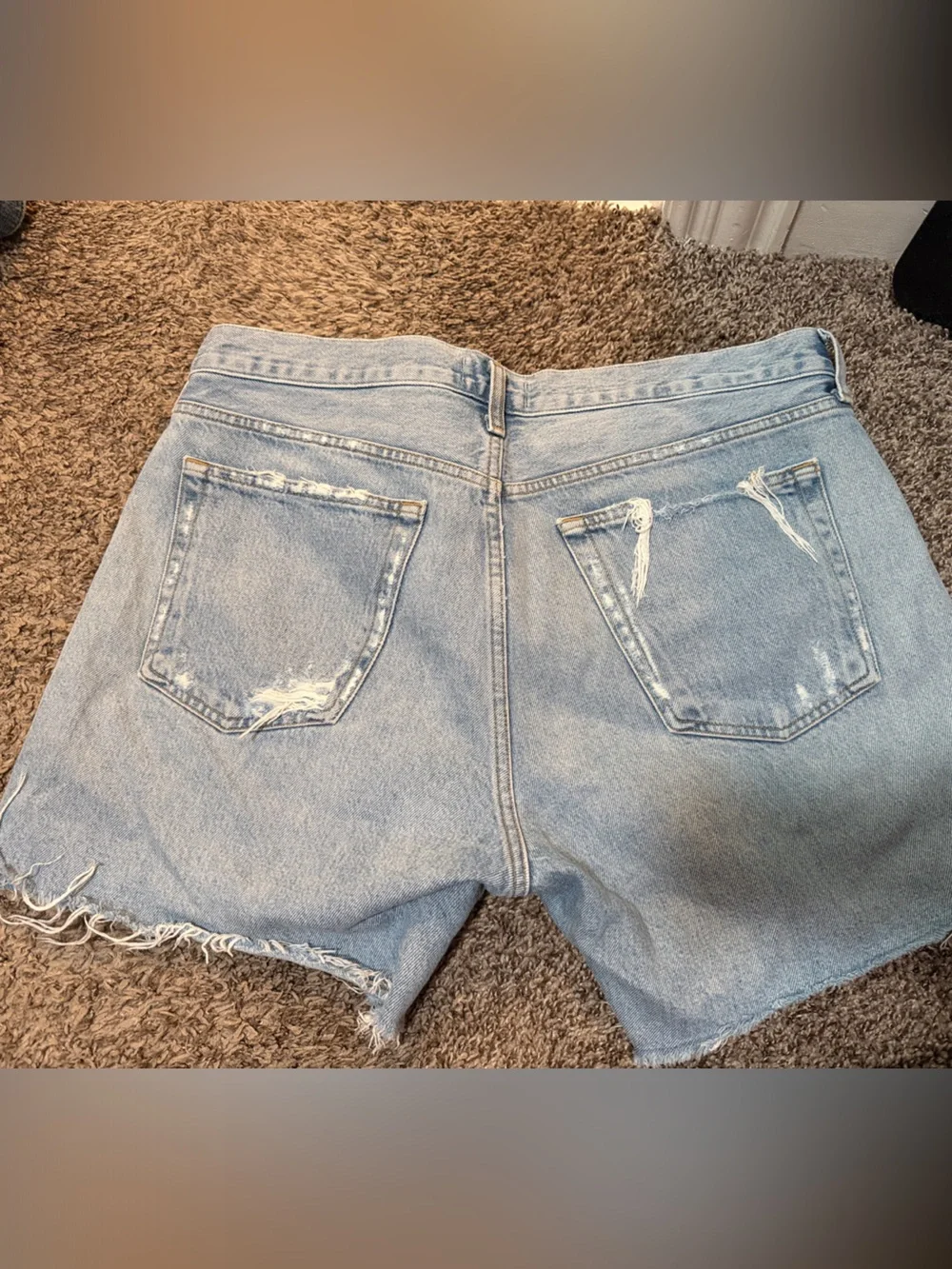 AGOLDE Parker Long Shorts Swapmeet Wash Size 31 High Rise Distressed Denim